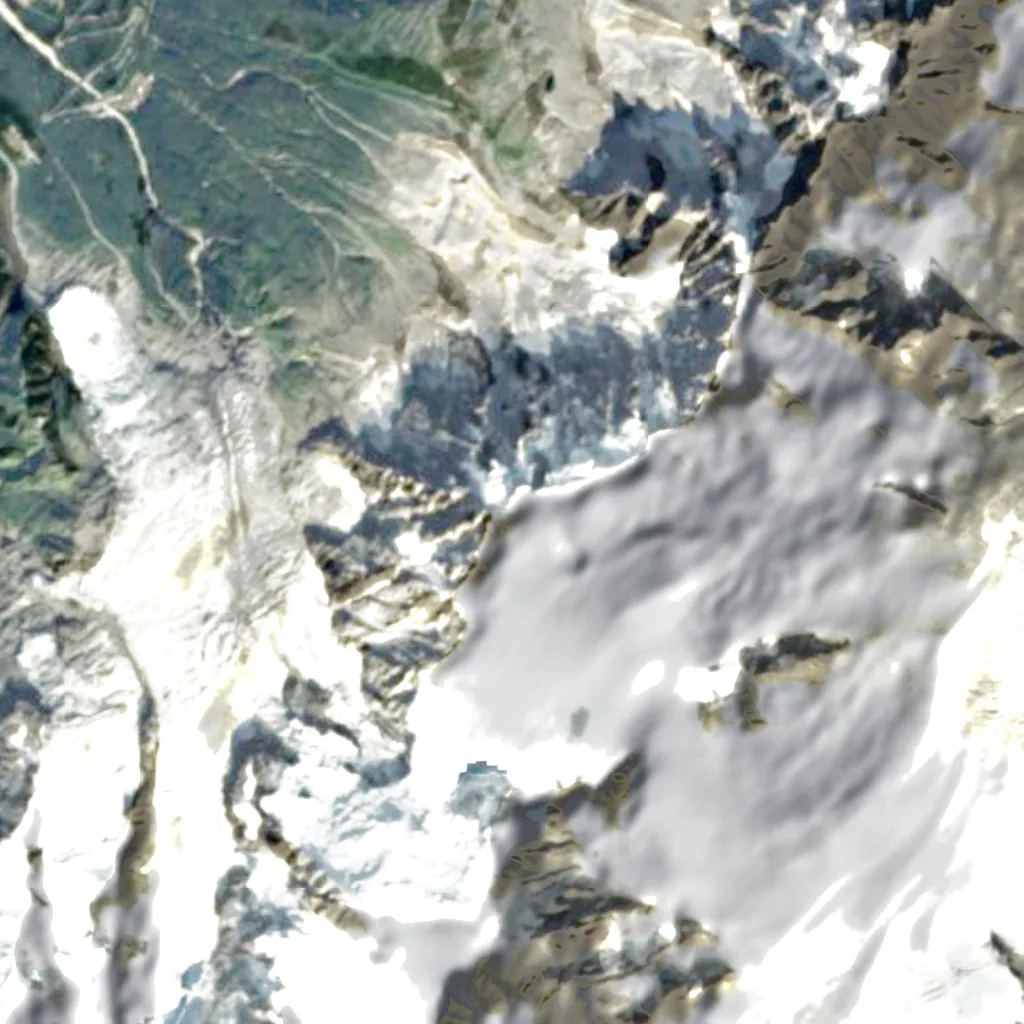 Aiguille du Midi seen from above (Sentinel-2)