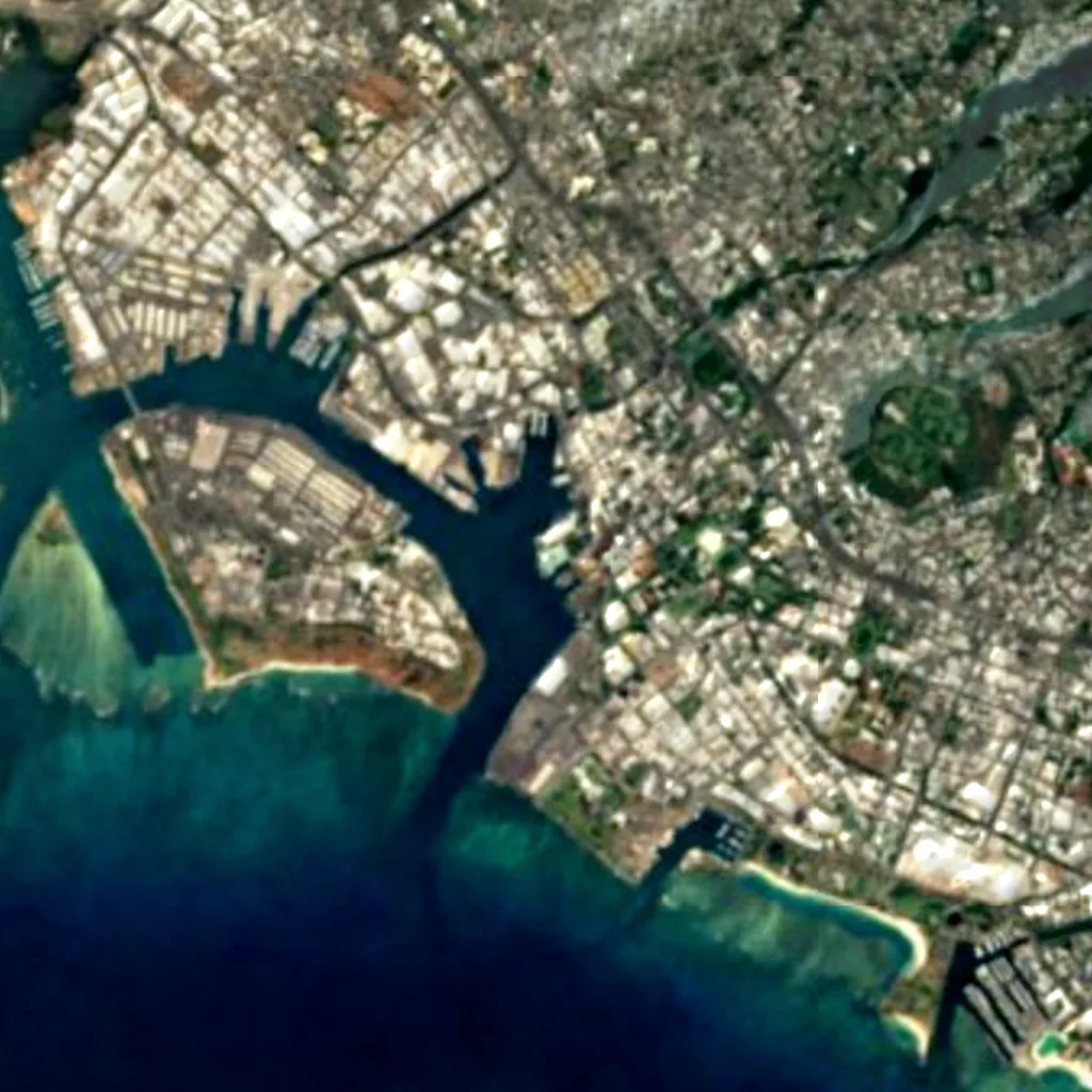 Aloha Tower seen from above (Sentinel-2)