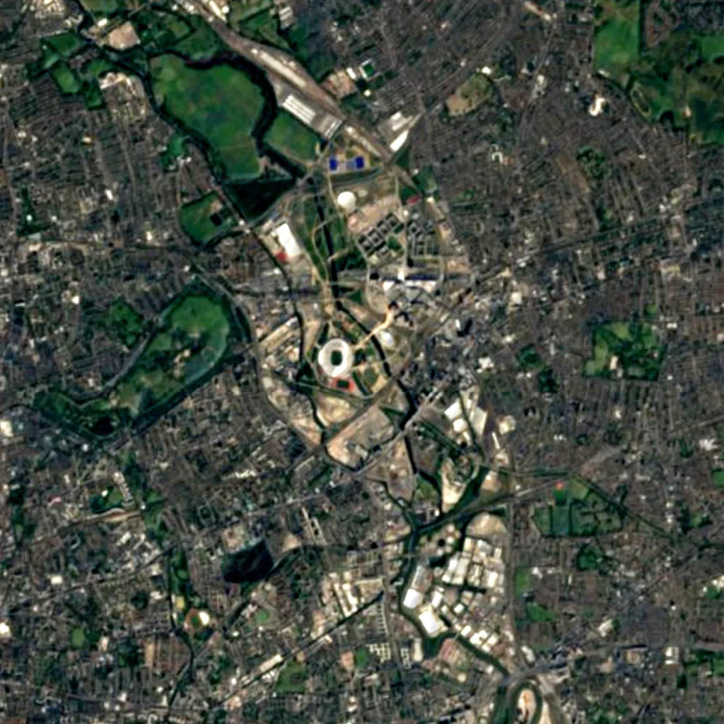 ArcelorMittal Orbit seen from above (Sentinel-2)