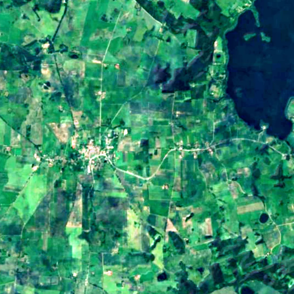 Bismarck tower in Srokowo seen from above (Sentinel-2)