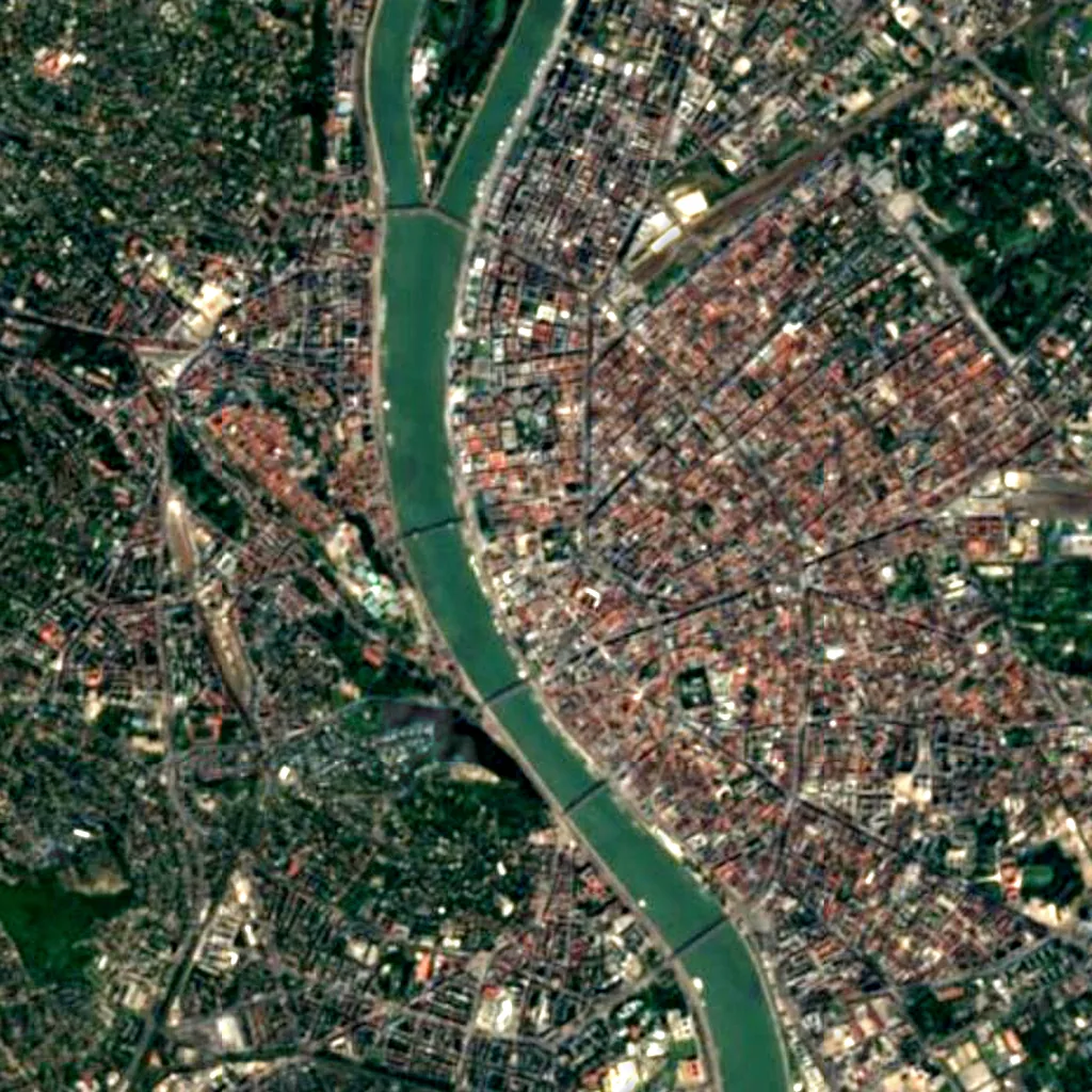 Budapest Eye seen from above (Sentinel-2)