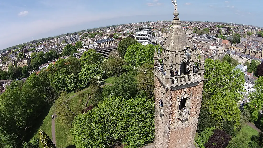Aerial photo of the top of Cabot Tower 2