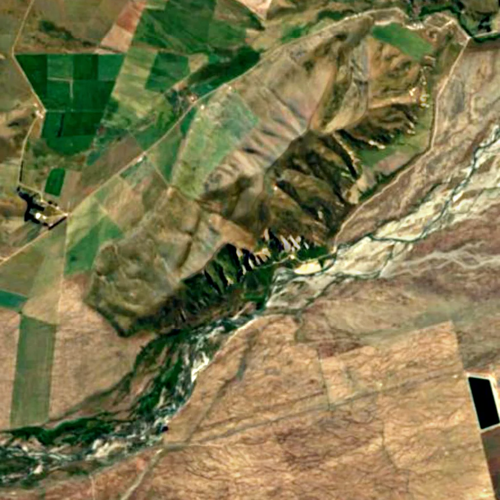 Clay Cliffs seen from above (Sentinel-2)
