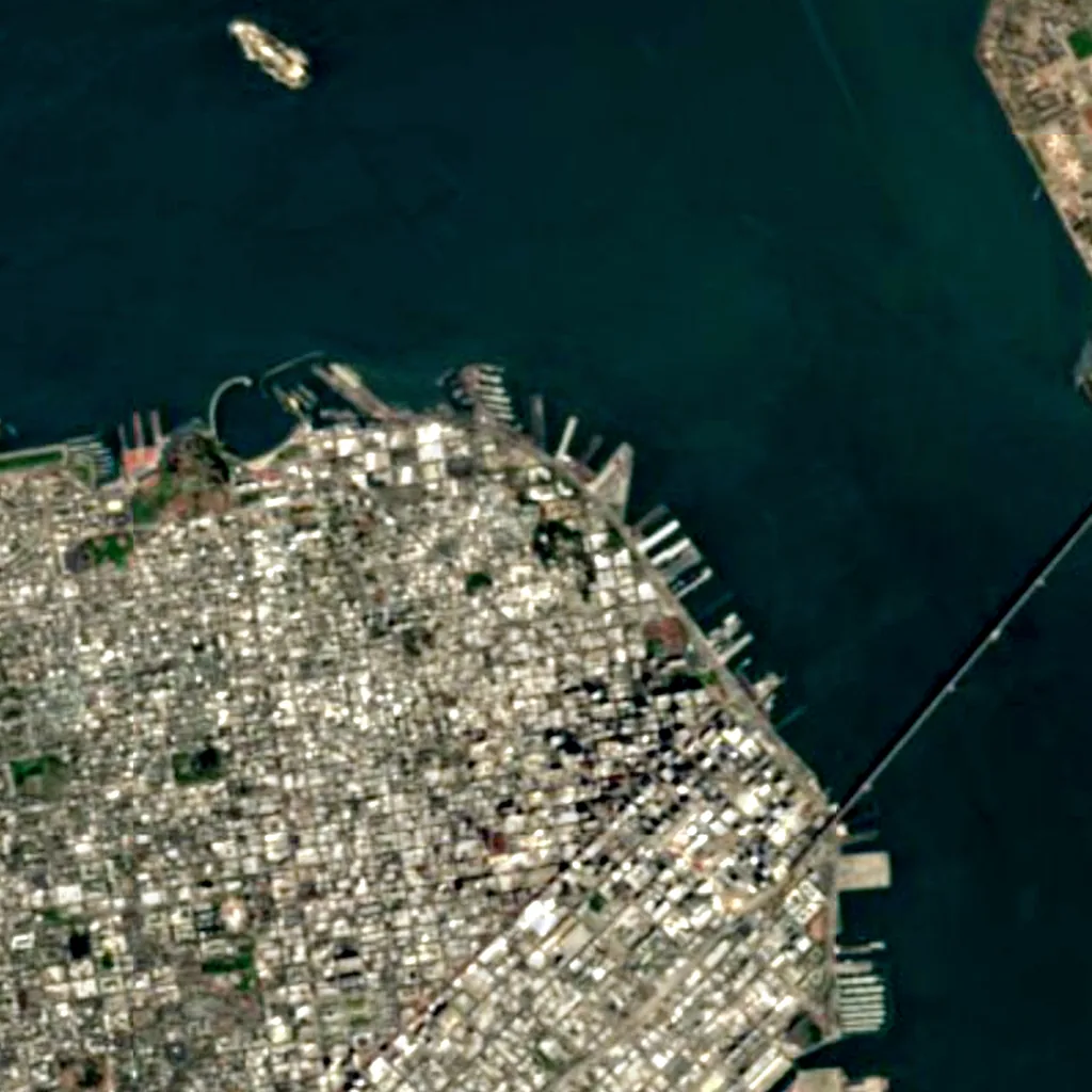 Coit Tower seen from above (Sentinel-2)