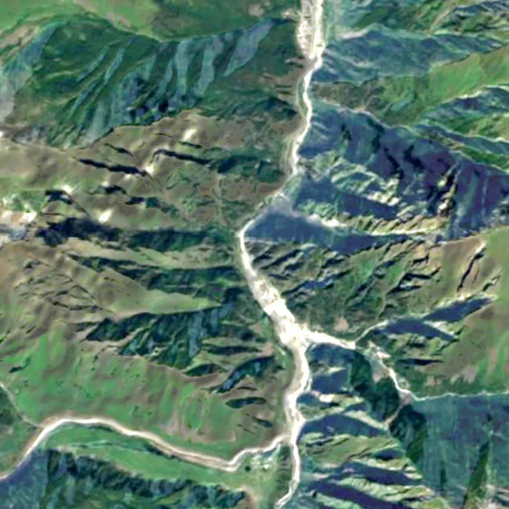 Darial Gorge seen from above (Sentinel-2)