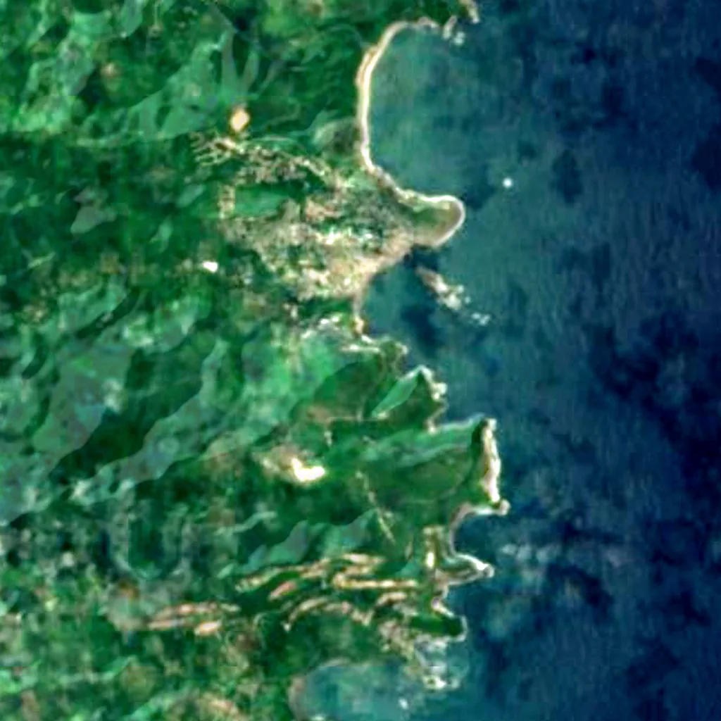 Dennery Lookout seen from above (Sentinel-2)