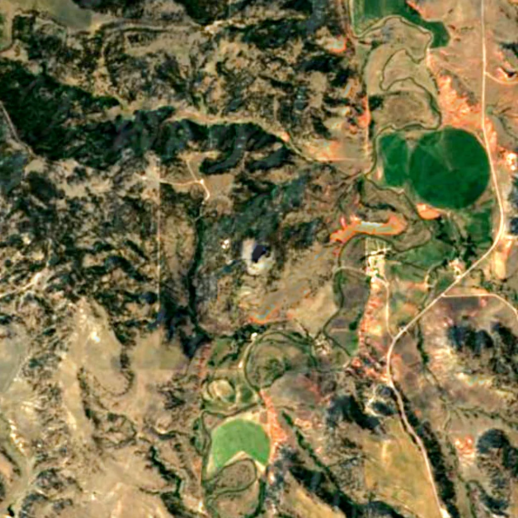 Devils Tower seen from above (Sentinel-2)