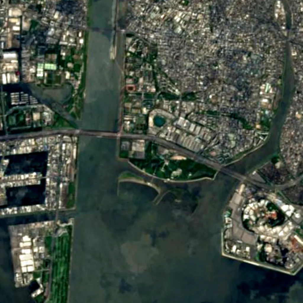 Diamond and Flower Ferris Wheel seen from above (Sentinel-2)