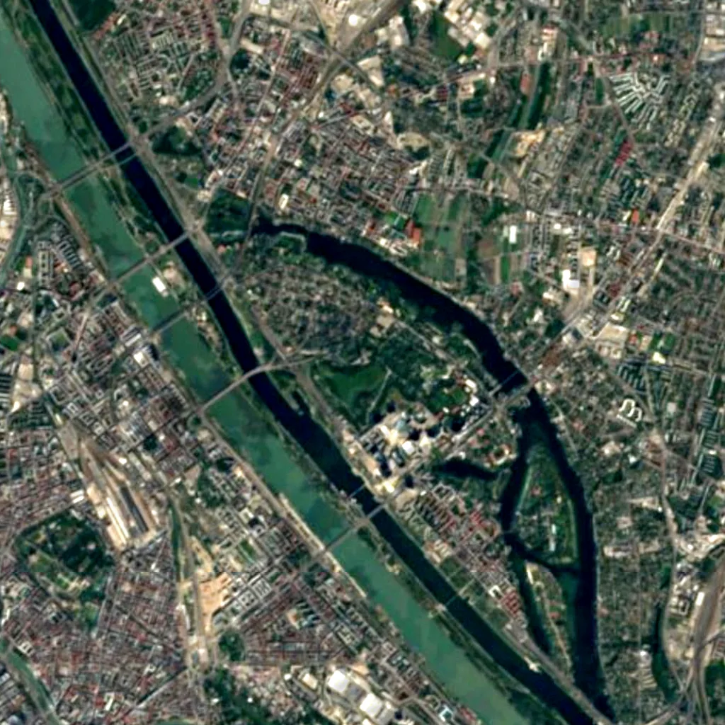Donauturm visto de cima (Sentinel-2)