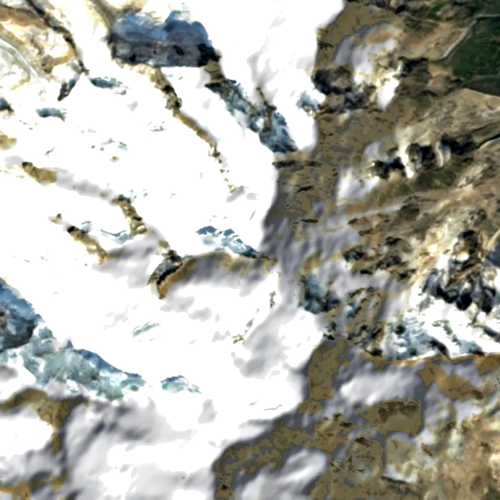 Dufourspitze seen from above (Sentinel-2)