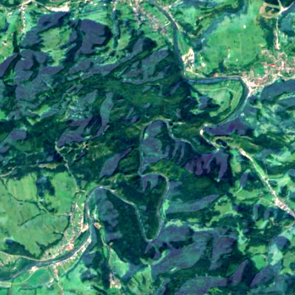 Dunajec River Gorge visto dall'alto (Sentinel-2)