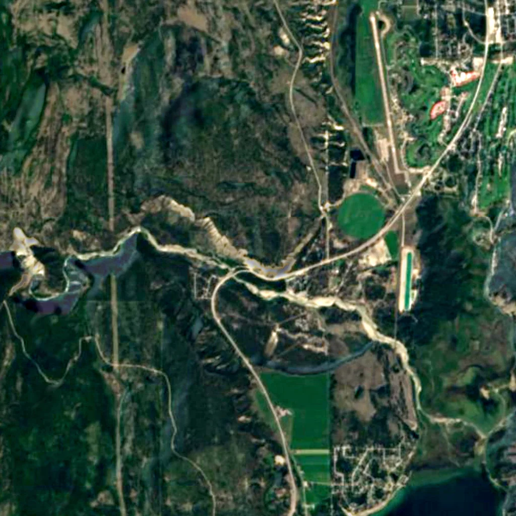 Dutch Creek Hoodoos vu d'en haut (Sentinel-2)