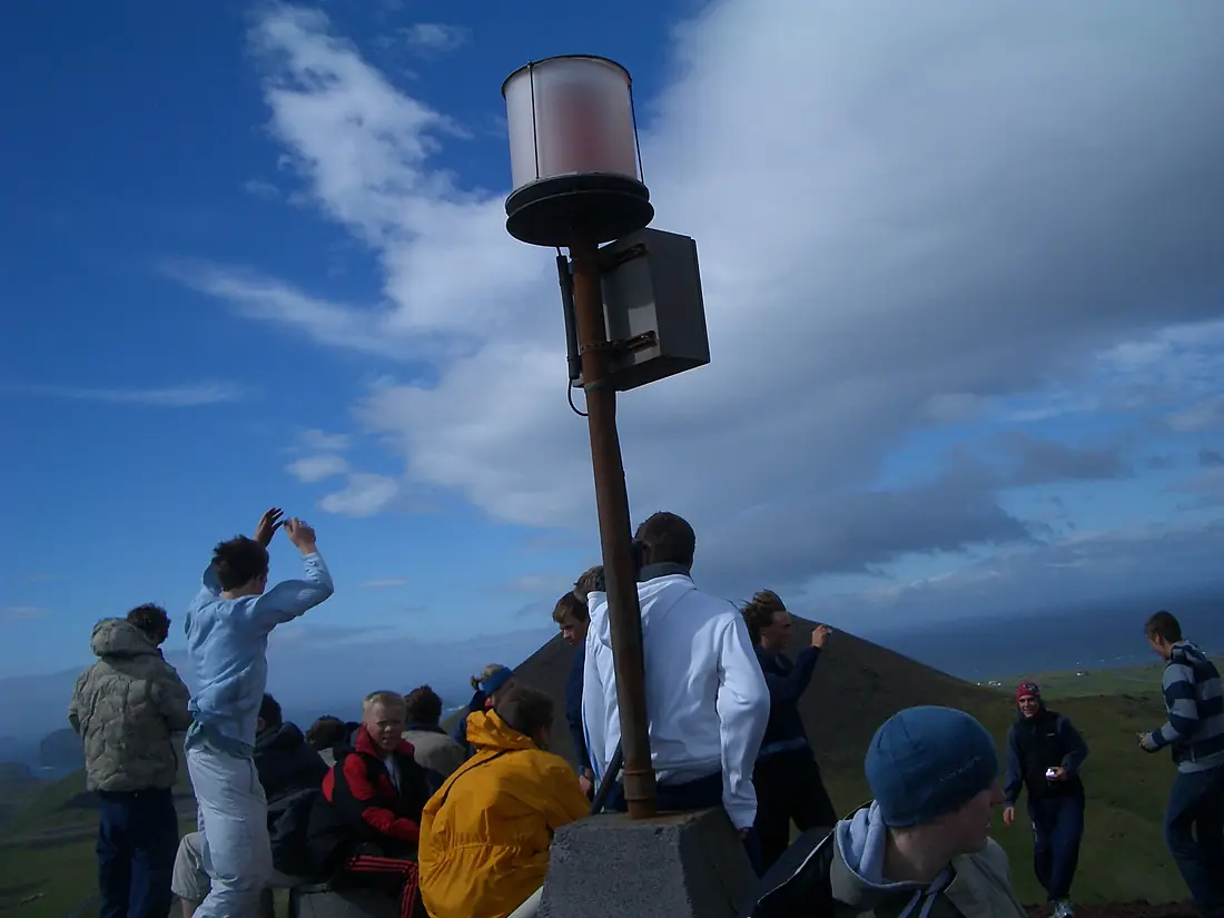 Beacon at the top of Eldfell