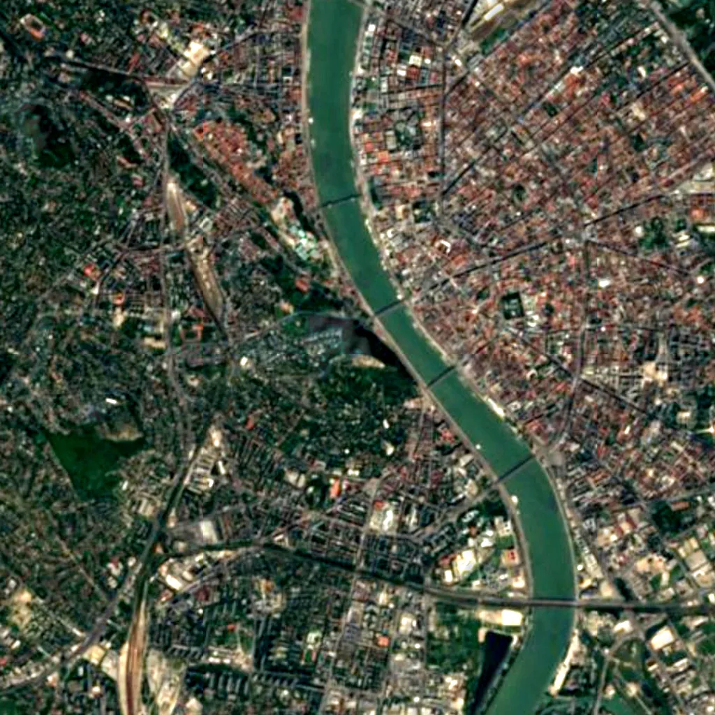 Gellért-hegy vu d'en haut (Sentinel-2)