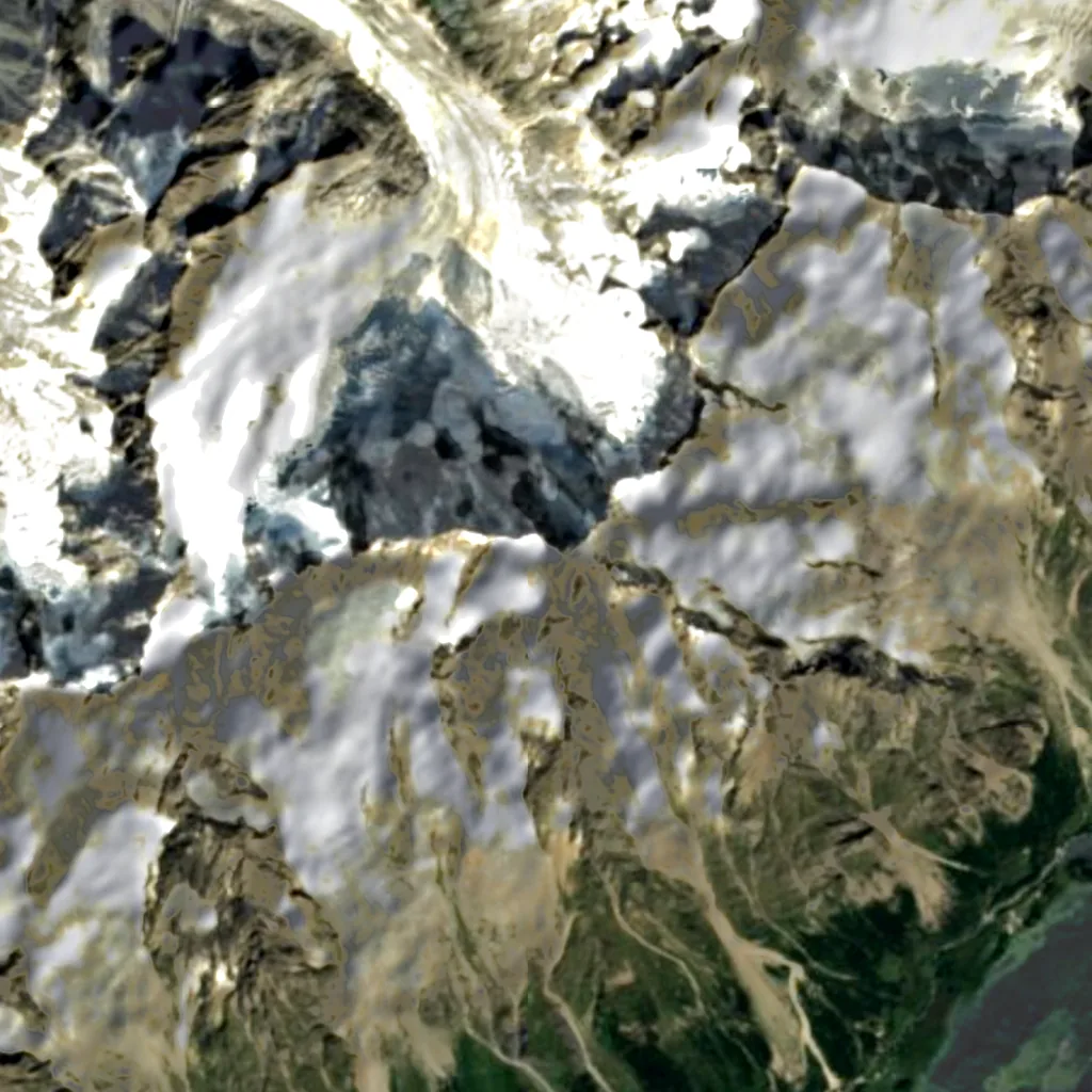 Grandes Jorasses seen from above (Sentinel-2)
