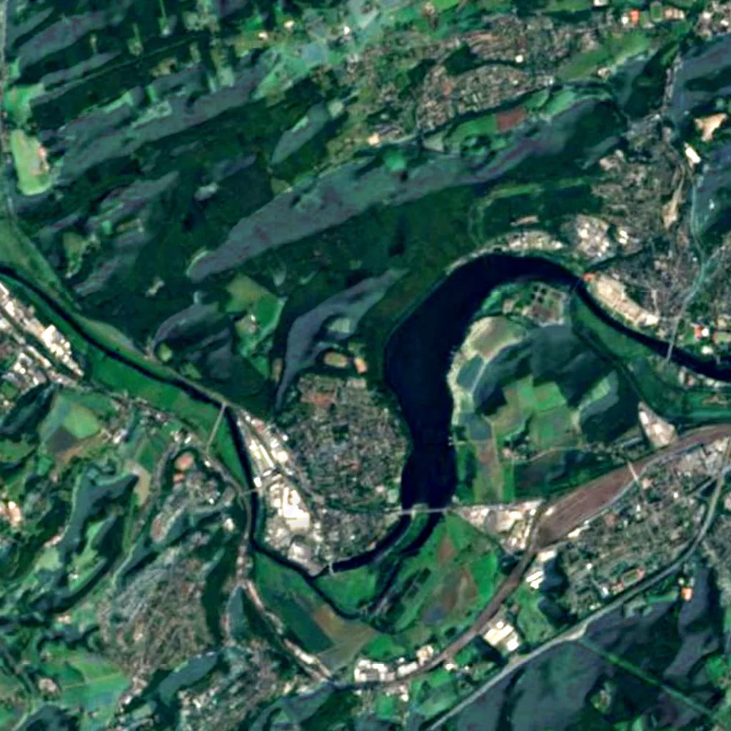 Harkort-Tower visto dall'alto (Sentinel-2)