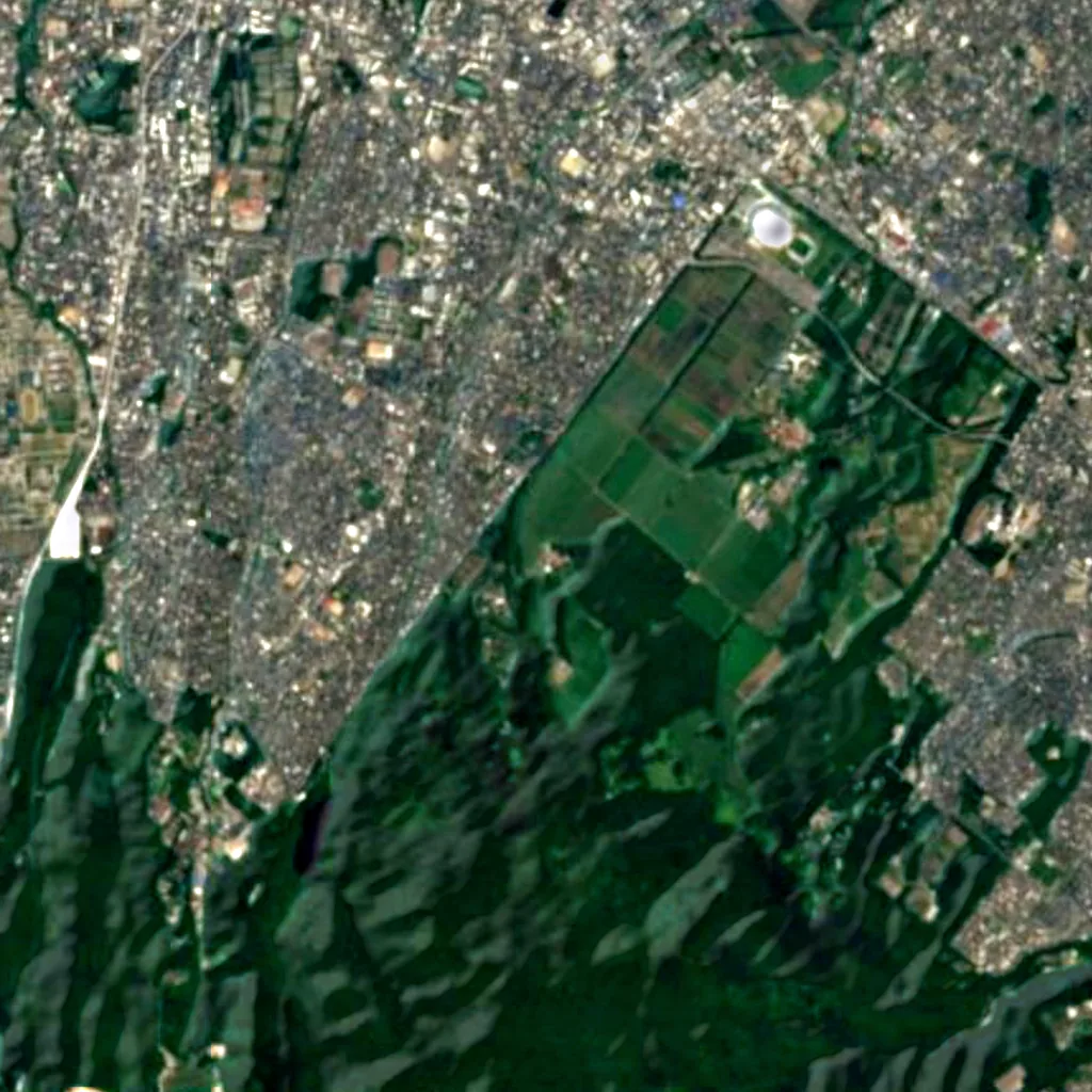 Hitsujigaoka Observation Hill visto desde arriba (Sentinel-2)