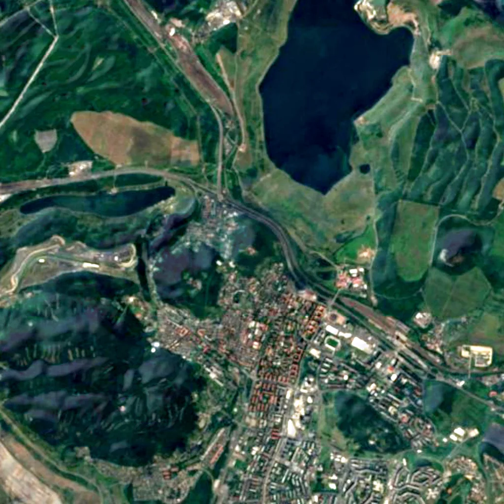 Hněvín Castle seen from above (Sentinel-2)