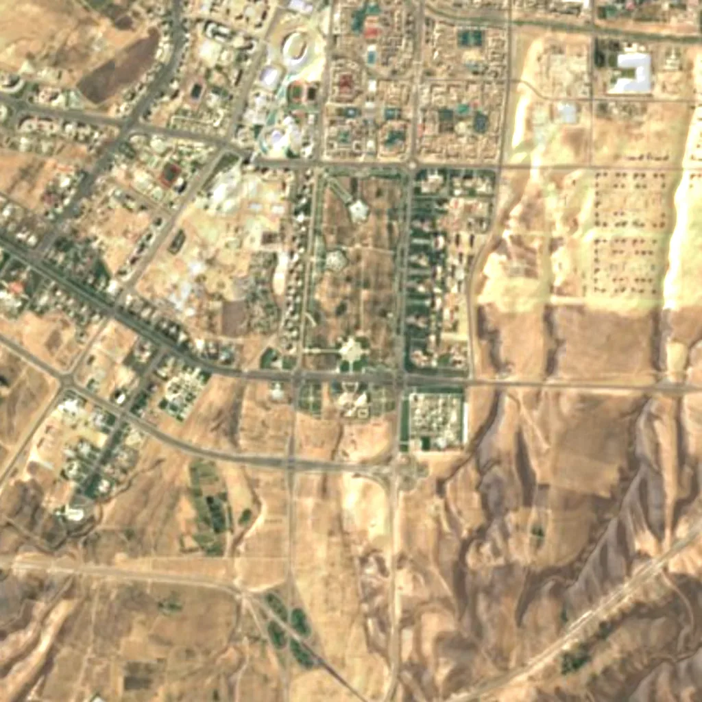 Independence Monument, Ashgabat seen from above (Sentinel-2)