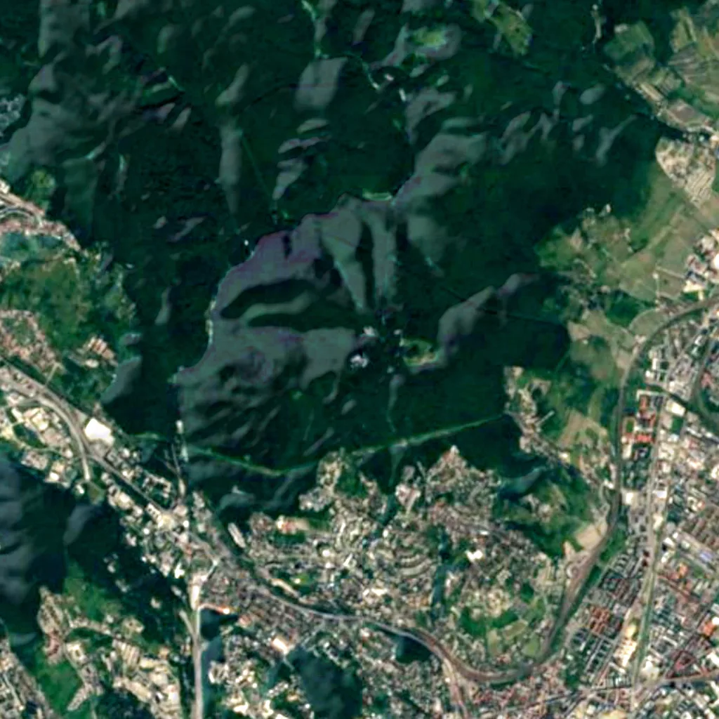 Kamzík TV Tower seen from above (Sentinel-2)