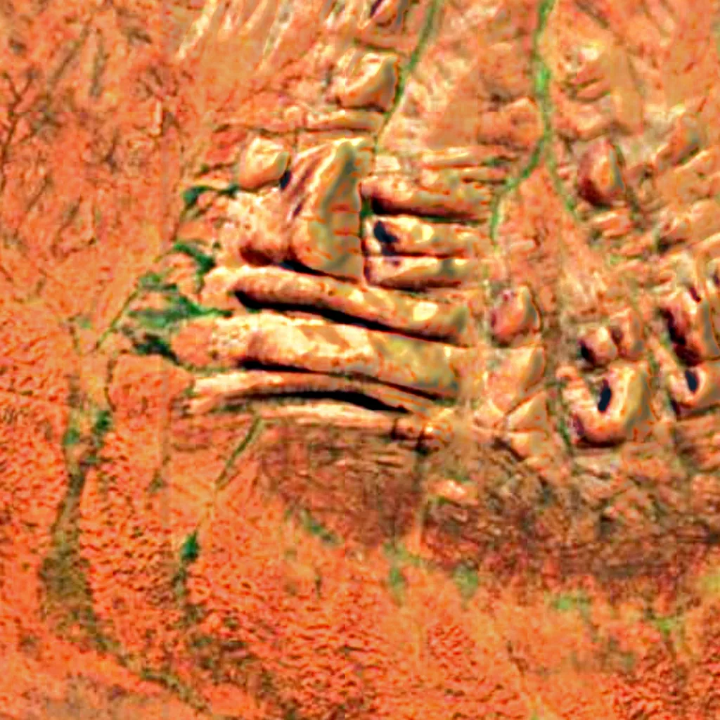 Kata Tjuta seen from above (Sentinel-2)