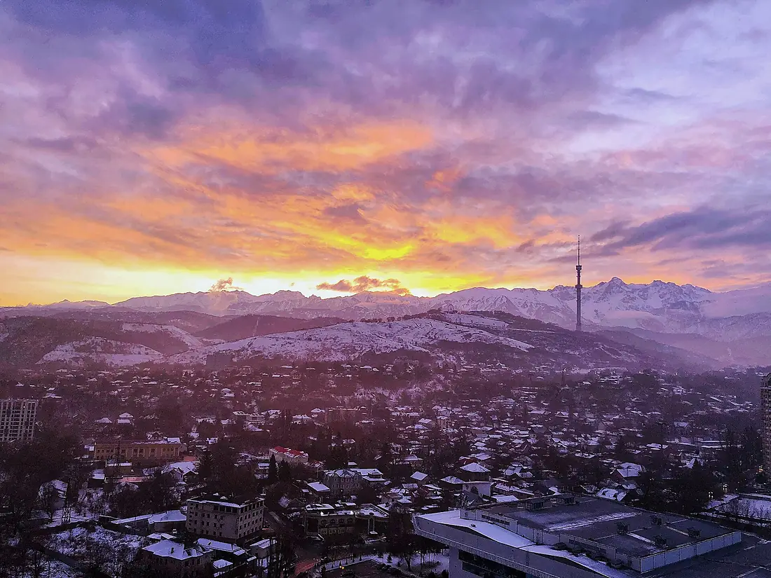 Dramatic sunset view on Kok Tobe