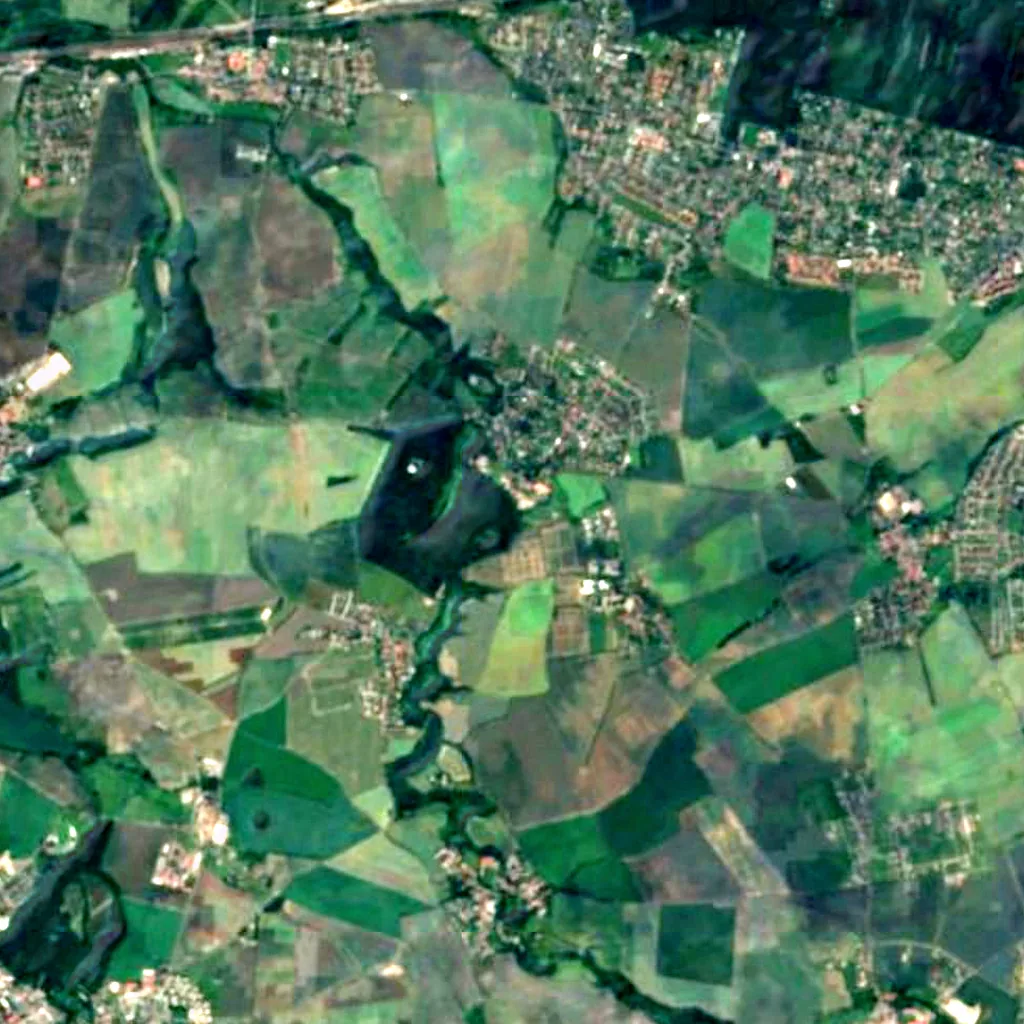 Koloděje viewpoint von oben gesehen (Sentinel-2)