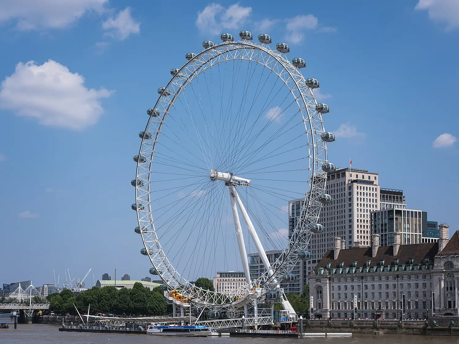 London Eye seen from the north bank of the Thames, London