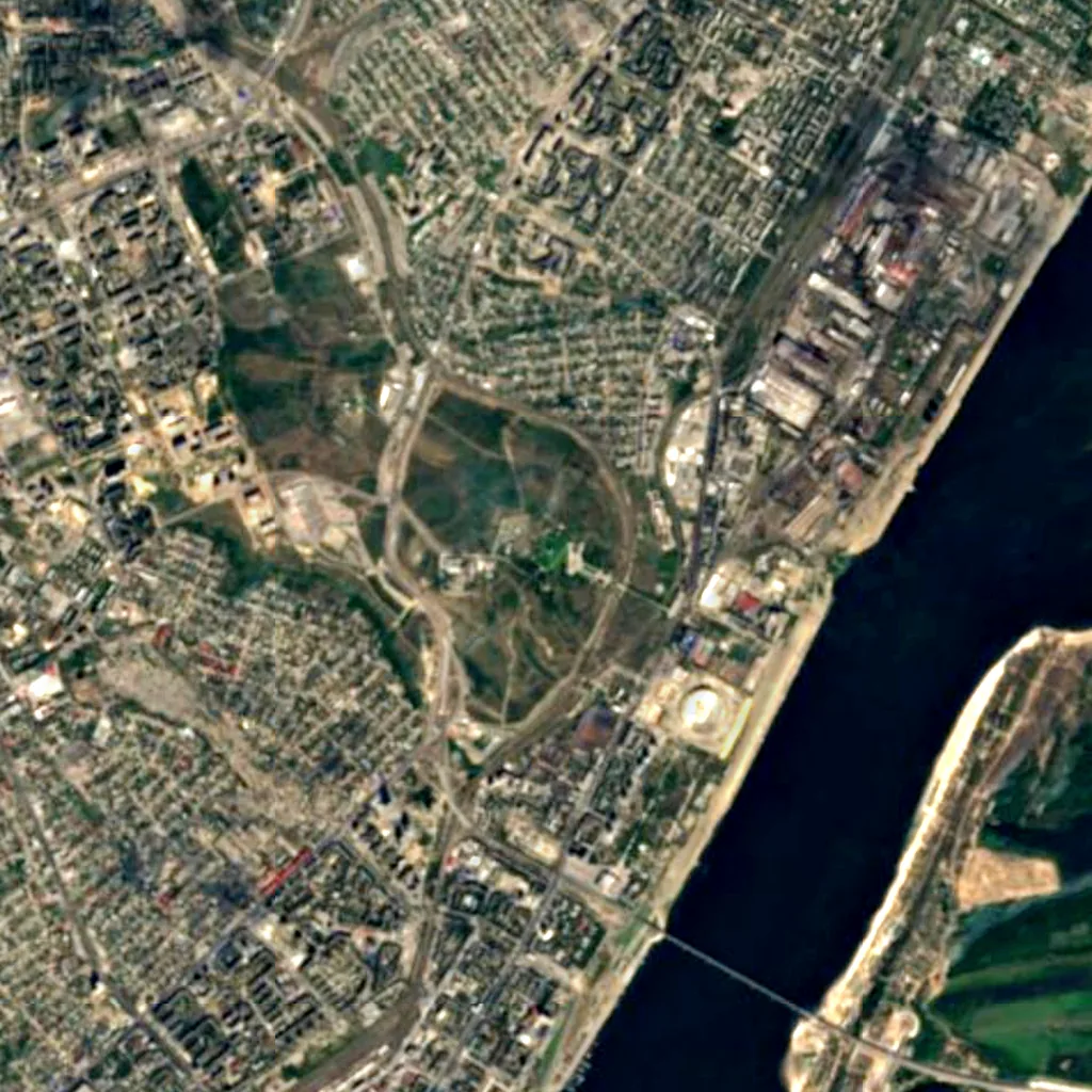 Mamayev Kurgan seen from above (Sentinel-2)