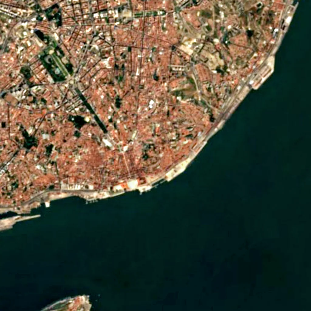Miradouro de Santa Luzia von oben gesehen (Sentinel-2)