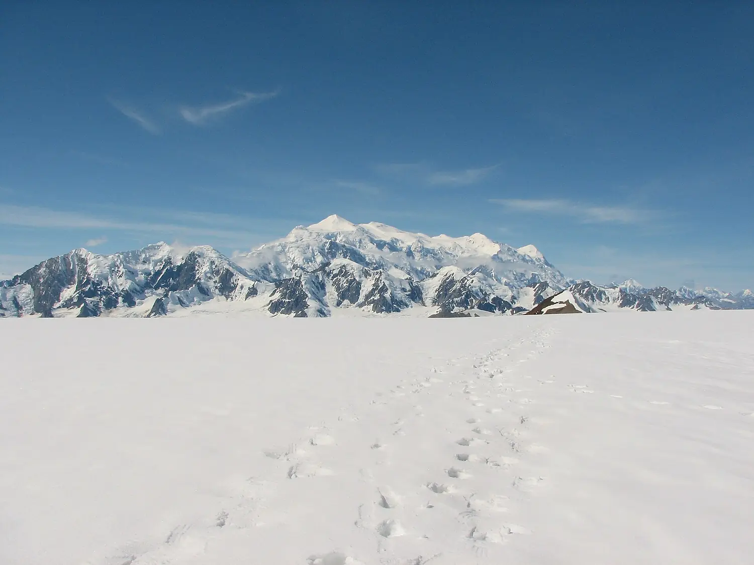 Mountain and footprints