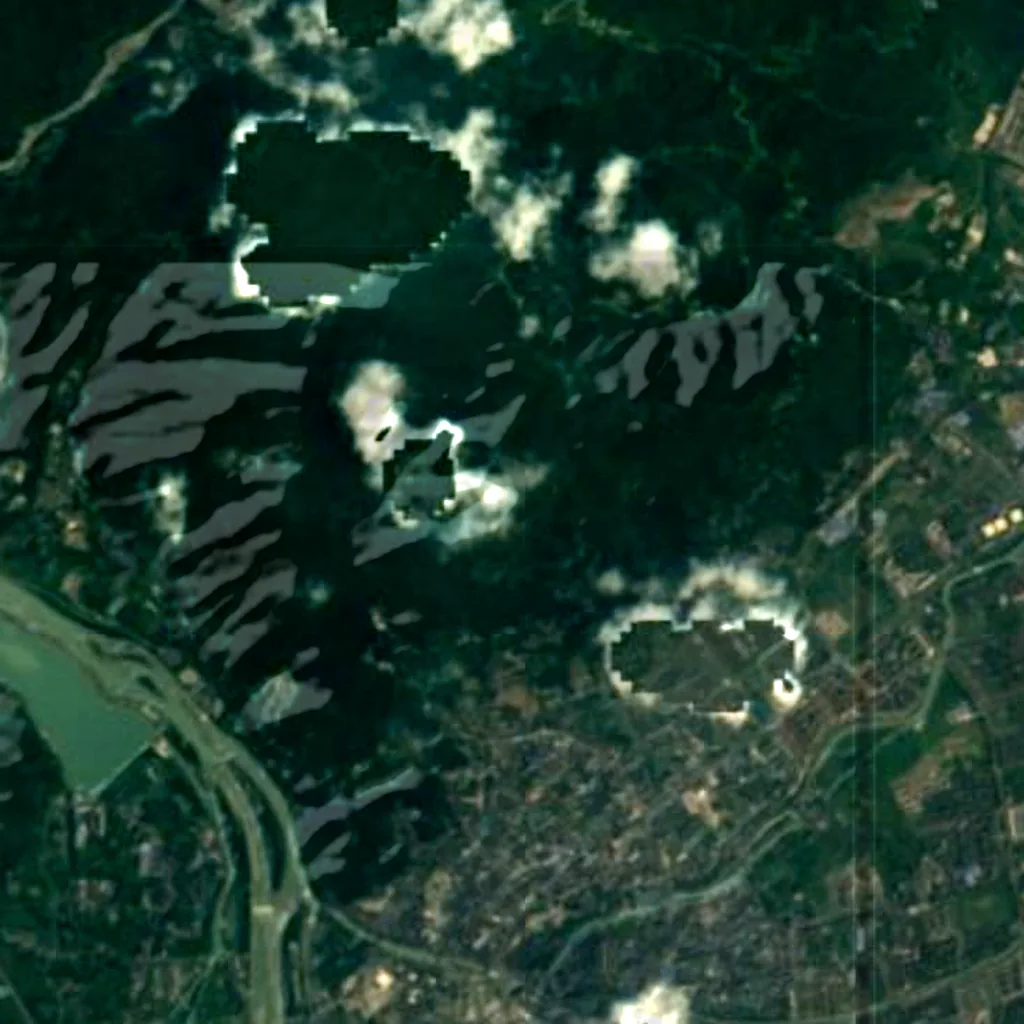 Mount Qingcheng seen from above (Sentinel-2)