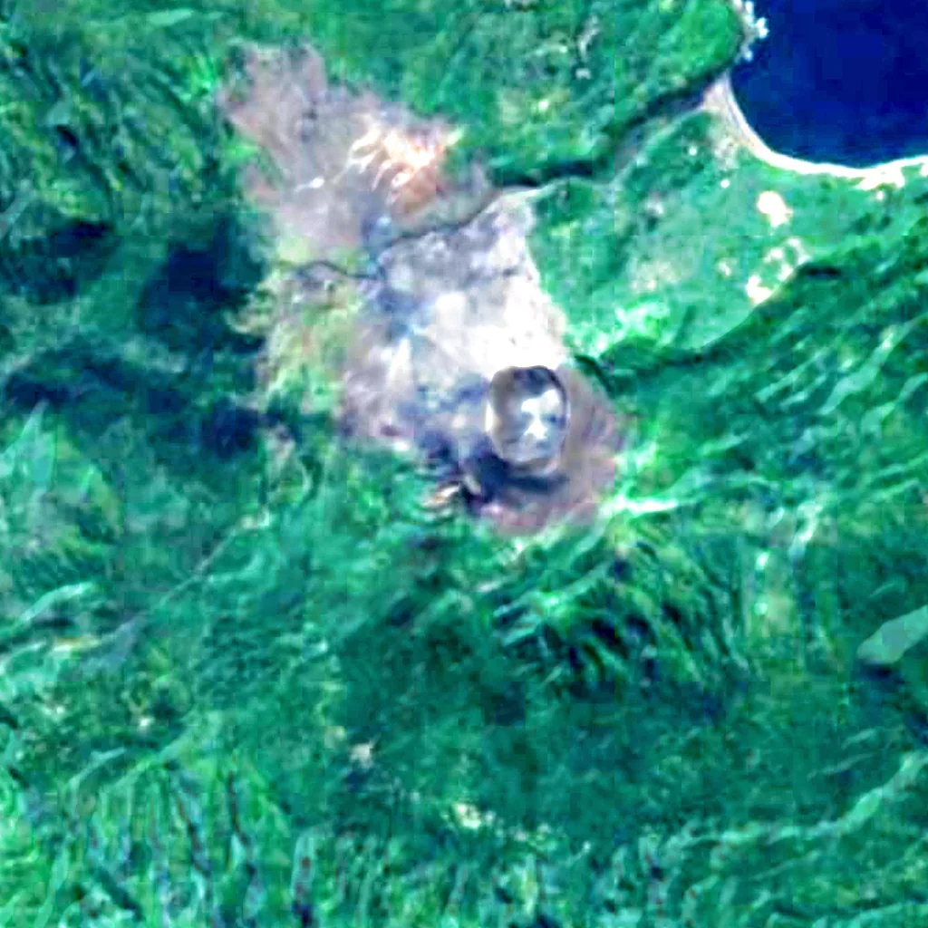 Monte Yasur visto desde arriba (Sentinel-2)