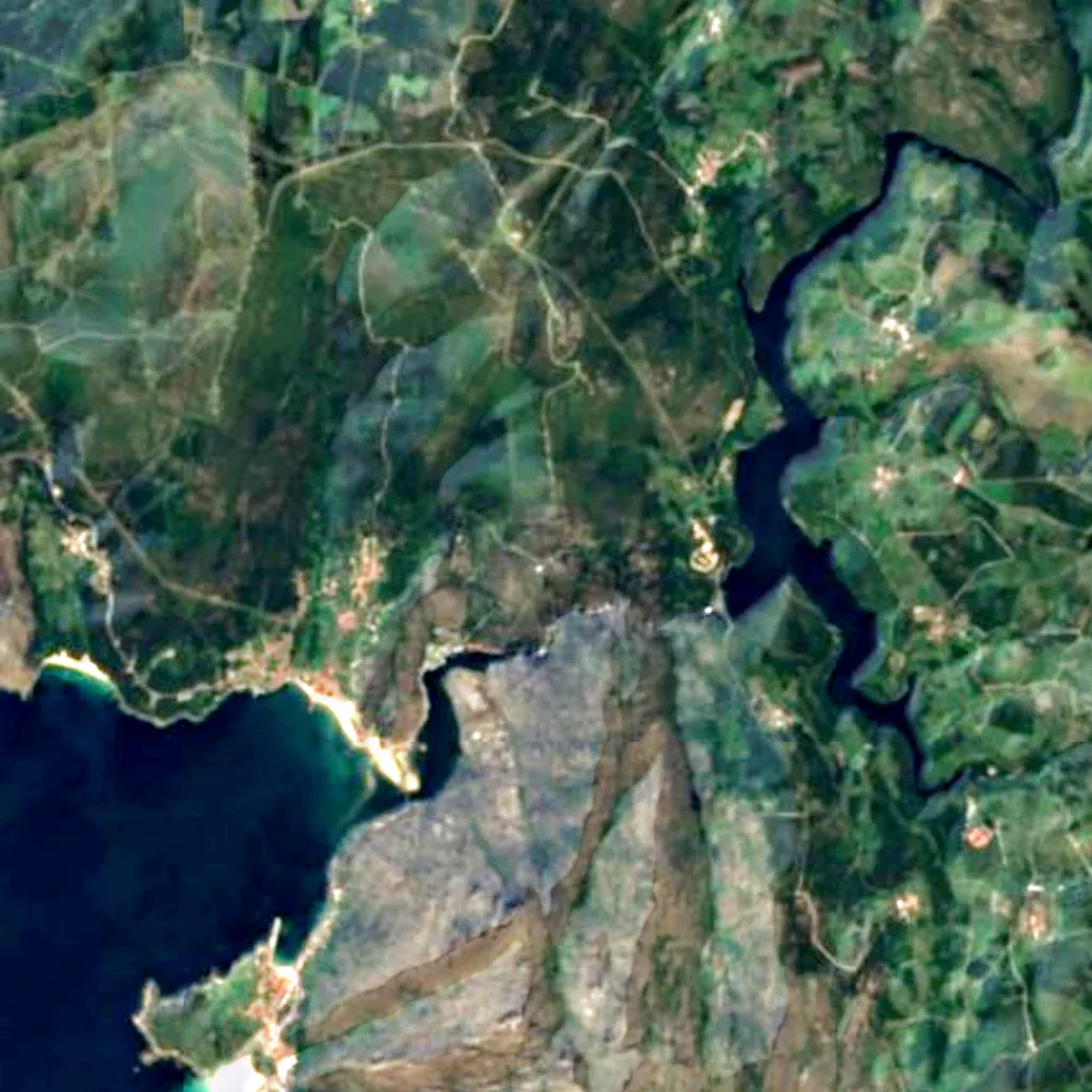 O Ézaro viewpoint seen from above (Sentinel-2)