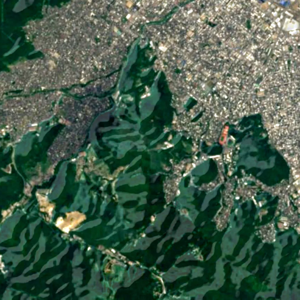 Okurayama Ski Jump Stadium visto desde arriba (Sentinel-2)