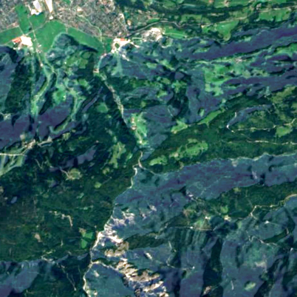 Partnach Gorge seen from above (Sentinel-2)