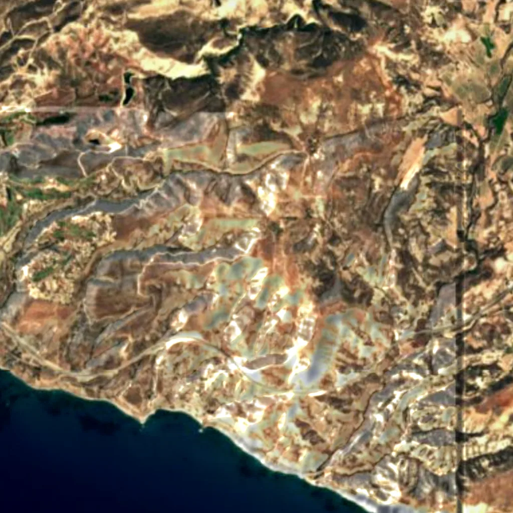Petra tou Romiou von oben gesehen (Sentinel-2)
