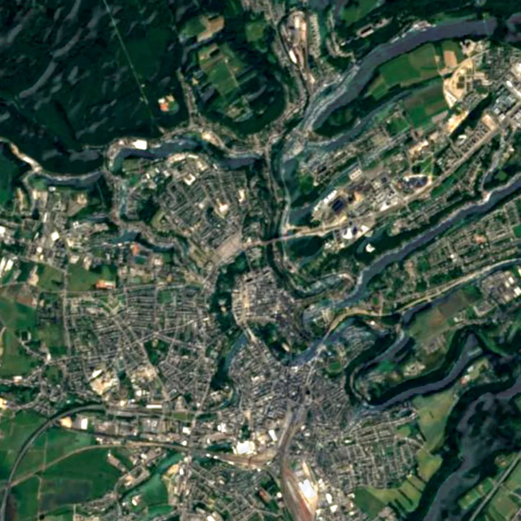 Pfaffenthal Panoramic Elevator seen from above (Sentinel-2)