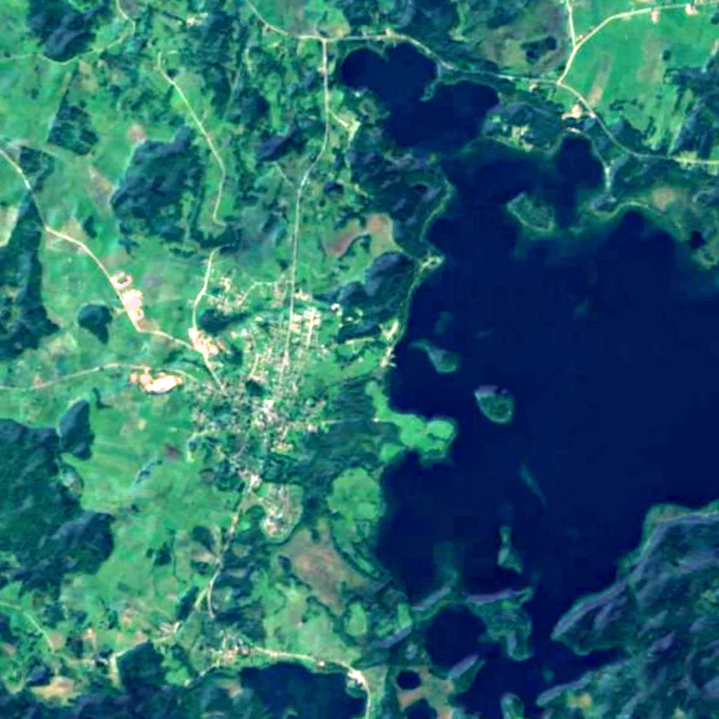 Plateliai Lake Lookout von oben gesehen (Sentinel-2)