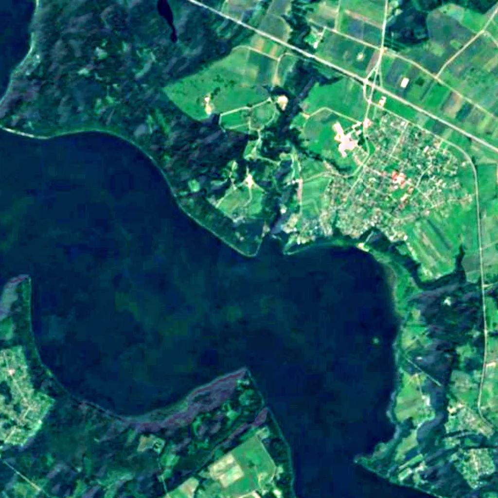 Rumšiškės Watchtower von oben gesehen (Sentinel-2)