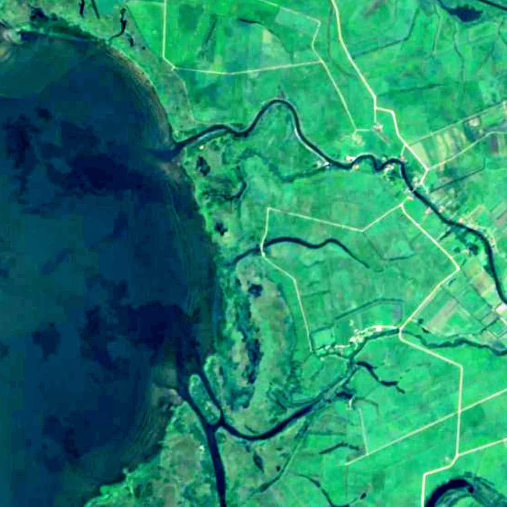 Rusnės regykla seen from above (Sentinel-2)