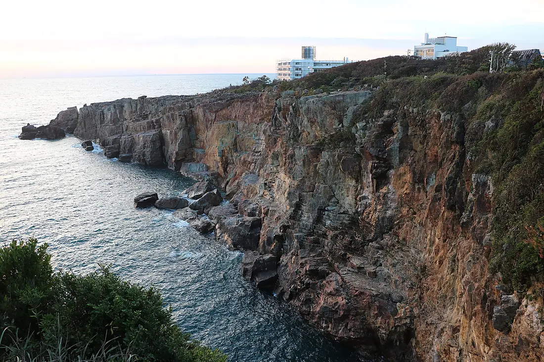 Sandanbeki cliff where a part collapsed at the high wave of Typhoon Jebi in 2018