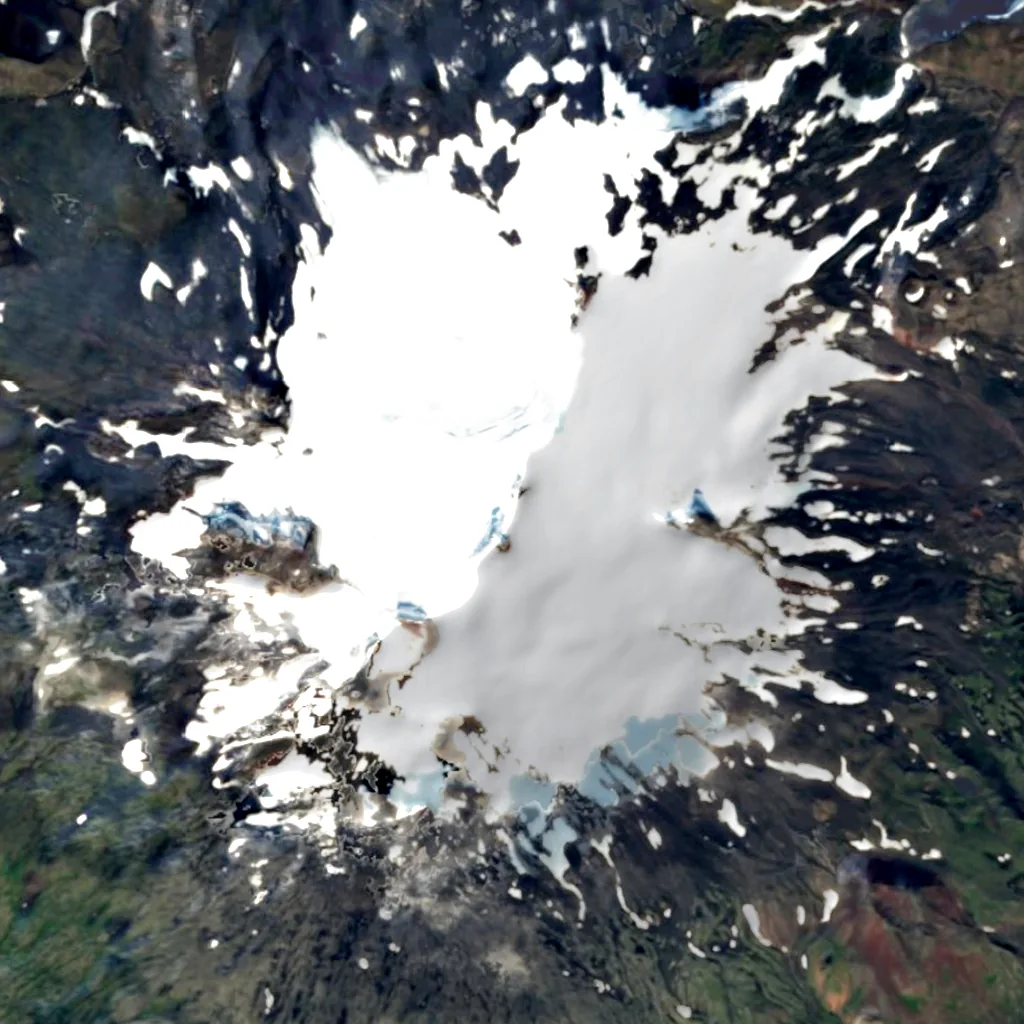 Snæfellsjökull seen from above (Sentinel-2)