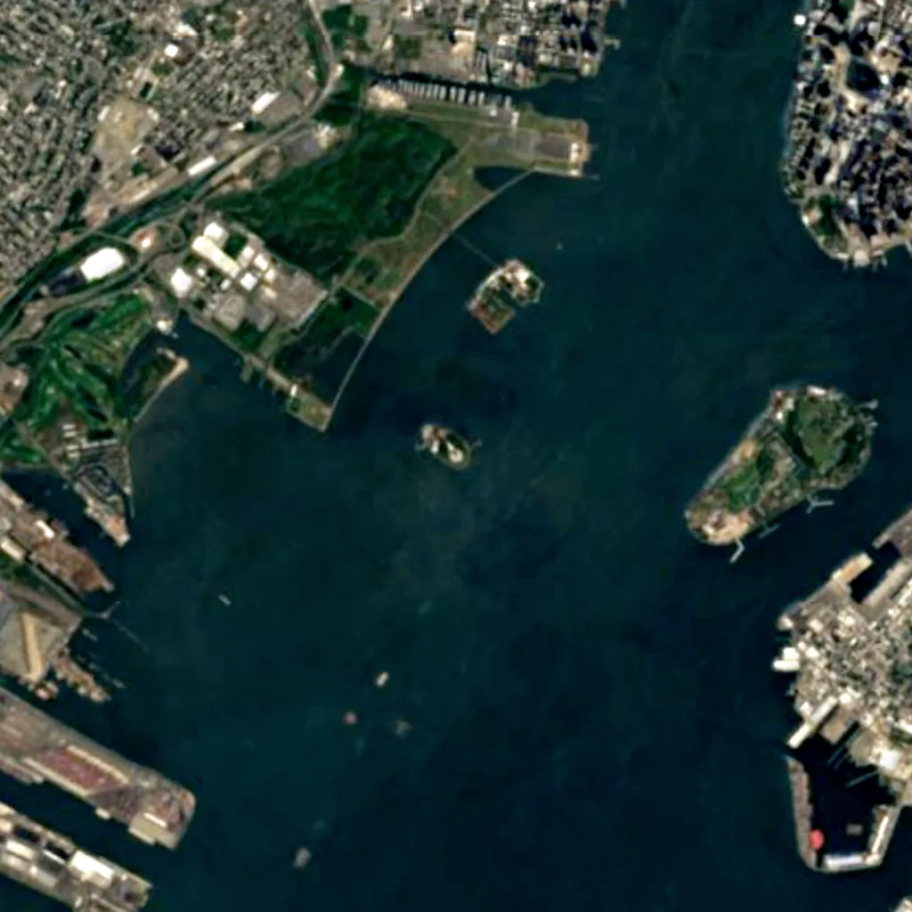 Statue of Liberty seen from above (Sentinel-2)