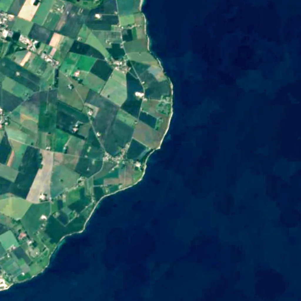 Stevns Klint seen from above (Sentinel-2)