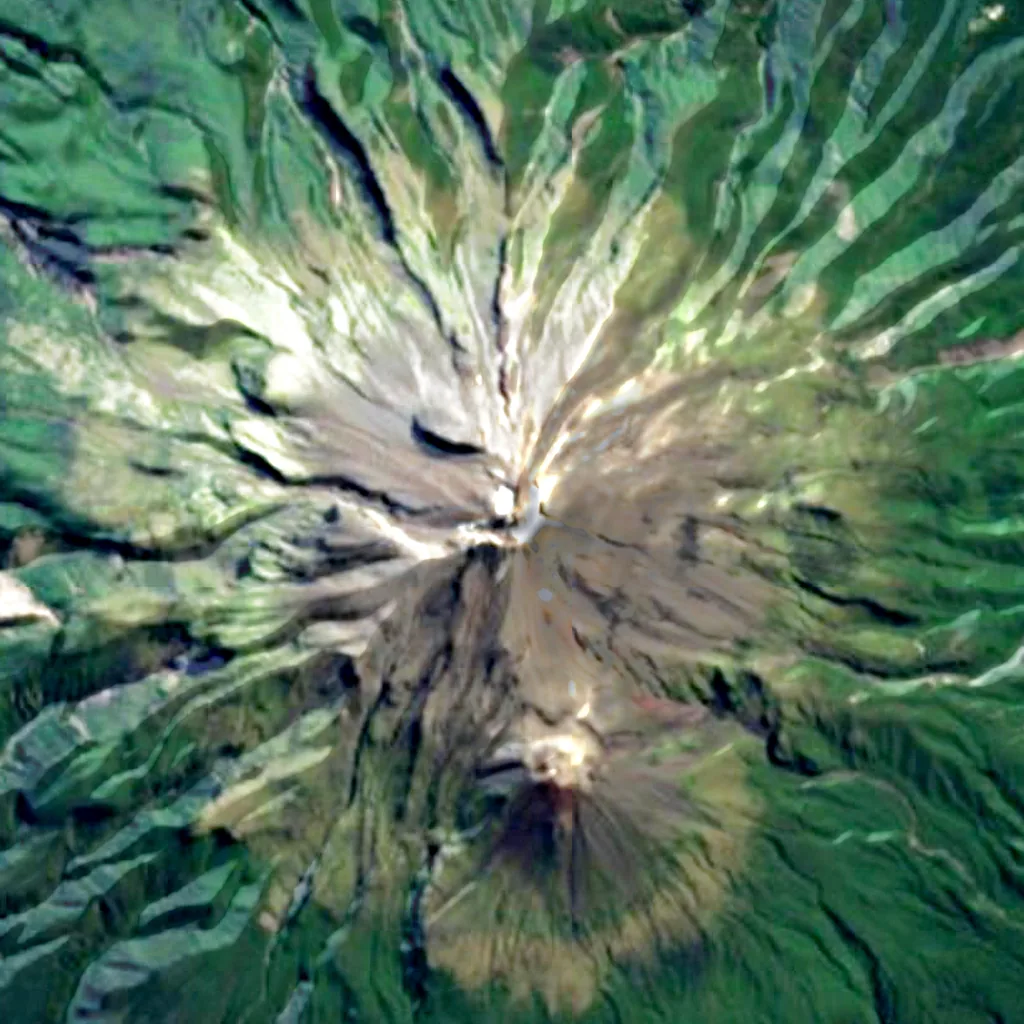 Taranaki Maunga seen from above (Sentinel-2)