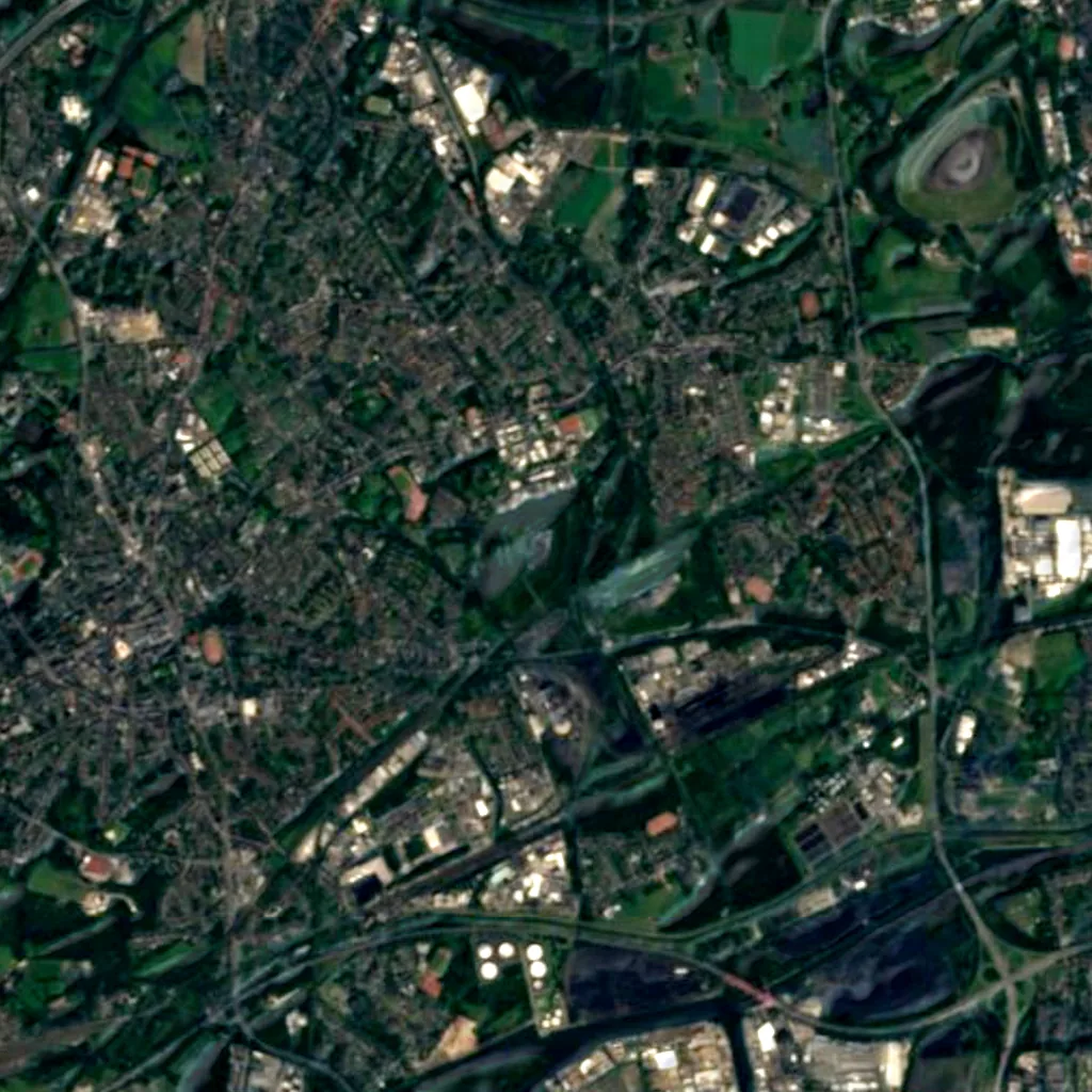 Tetraeder Bottrop von oben gesehen (Sentinel-2)