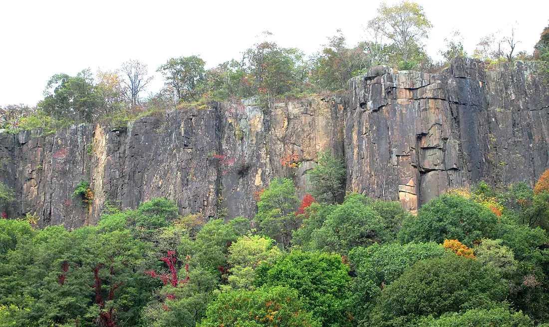 Hudson River Palisades from Ross Dock Picnic Area in fall