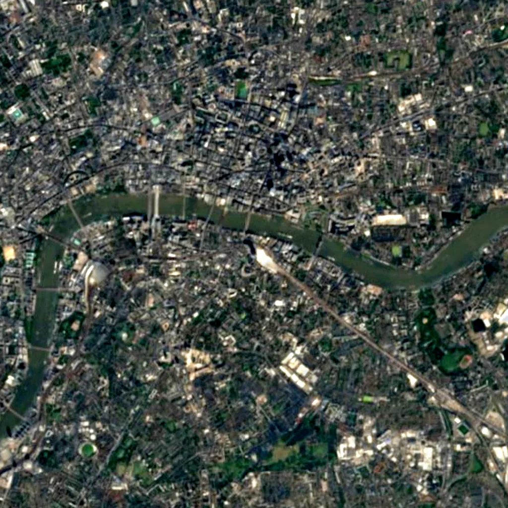 The View from The Shard seen from above (Sentinel-2)