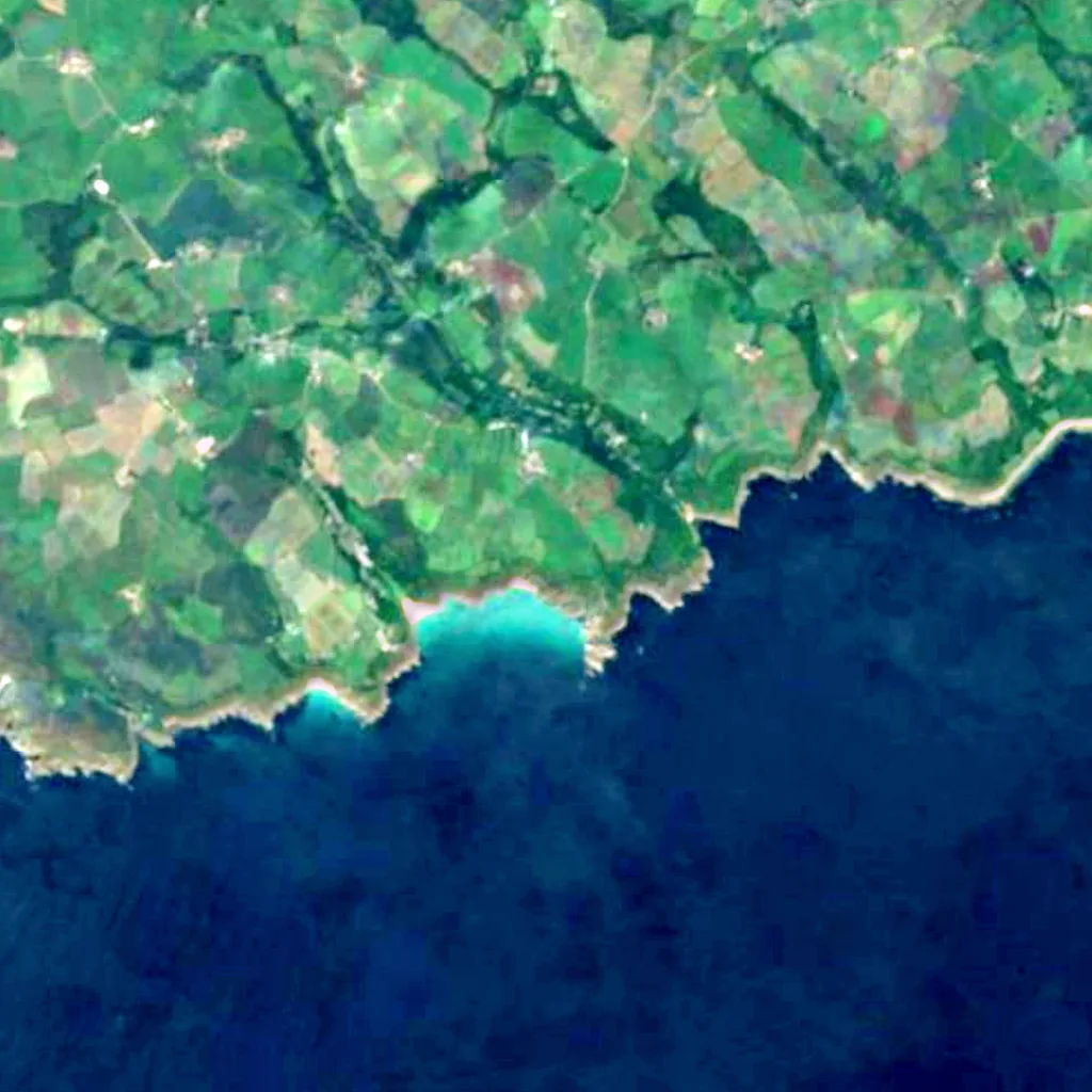 Treen Cliff seen from above (Sentinel-2)